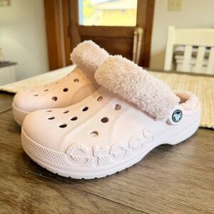 Crocs Classic Baya Radiant Light Pink Faux Fur Lined Clog 206633 Womens 8 Men 6